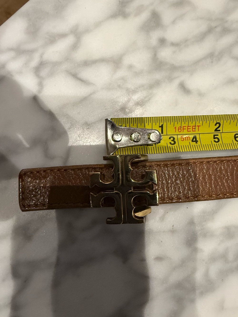 Tory Burch Brown Leather Double-Wrap Belt with Gold Logo - Picture 6 of 6